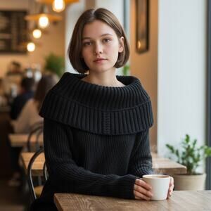 Alexander McQueen Black Cowl Neck Sweater Size XL NWT